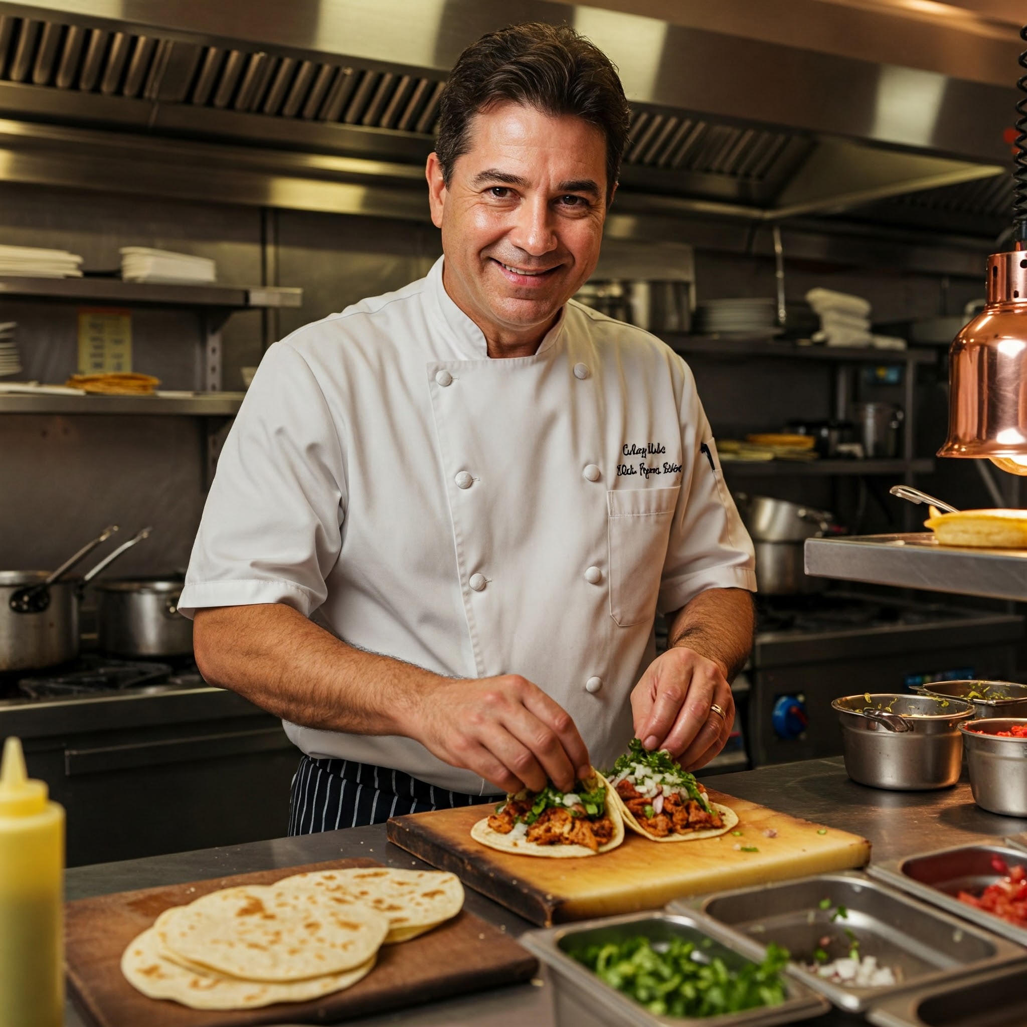 Chef Miguel preparing tacos
